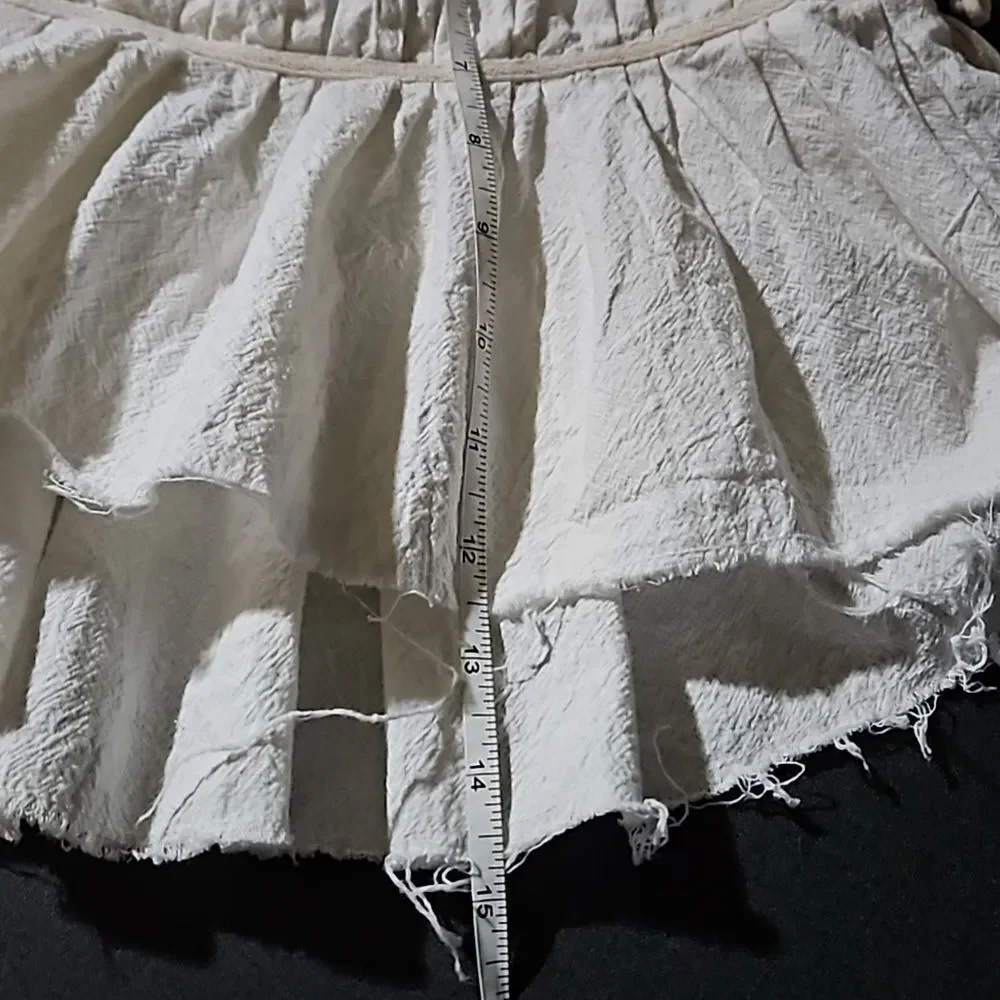 Free People 100% Cotton White Hi-Lo Rouched Bodice 3 Side Ties Crop Top